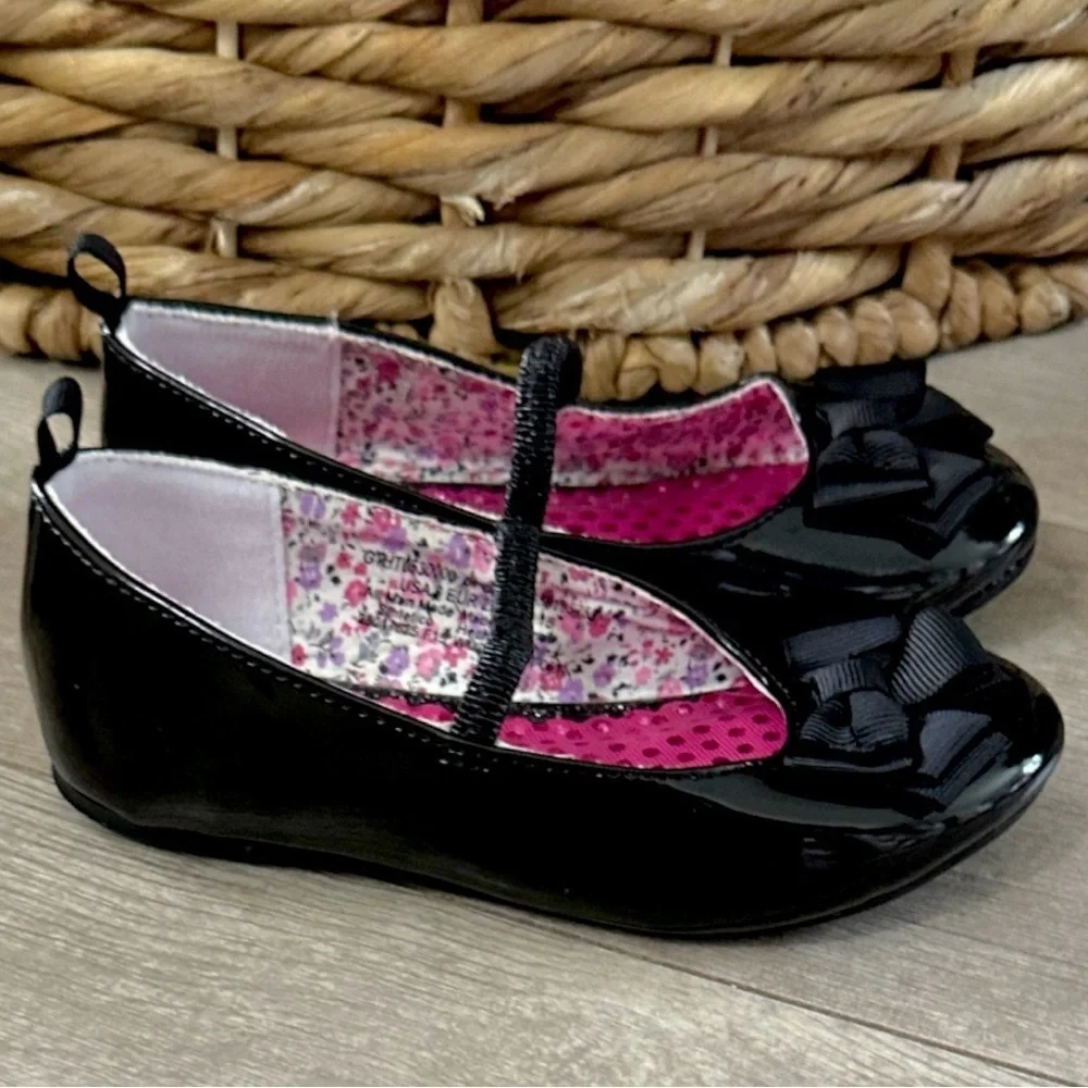 New Y2K HealthTex Girls Black Bow Mary Jane Toddler Girls Shoes Size 8
